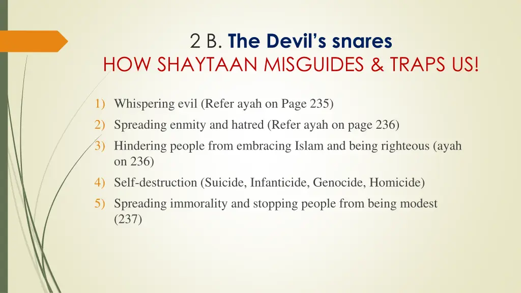 2 b the devil s snares how shaytaan misguides