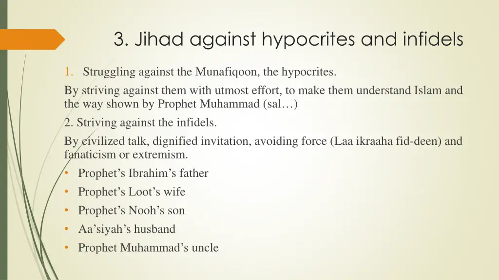 3 jihad against hypocrites and infidels