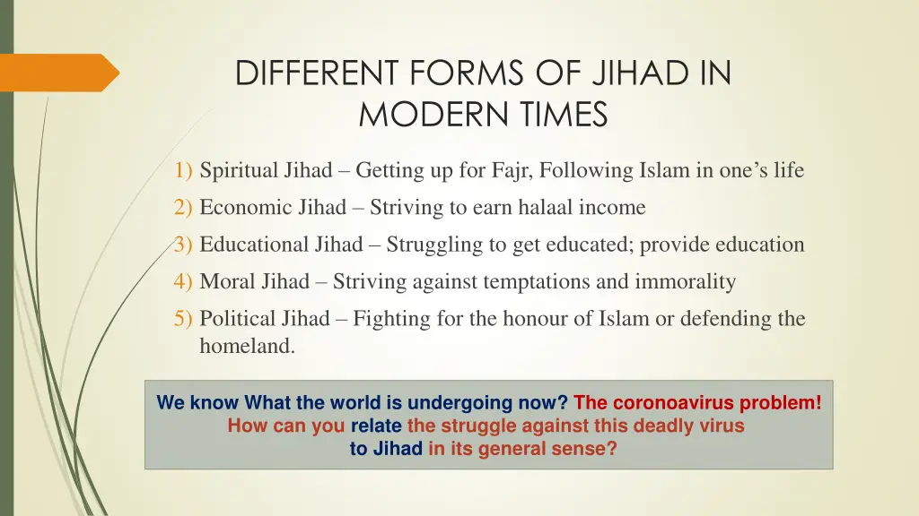 different forms of jihad in modern times