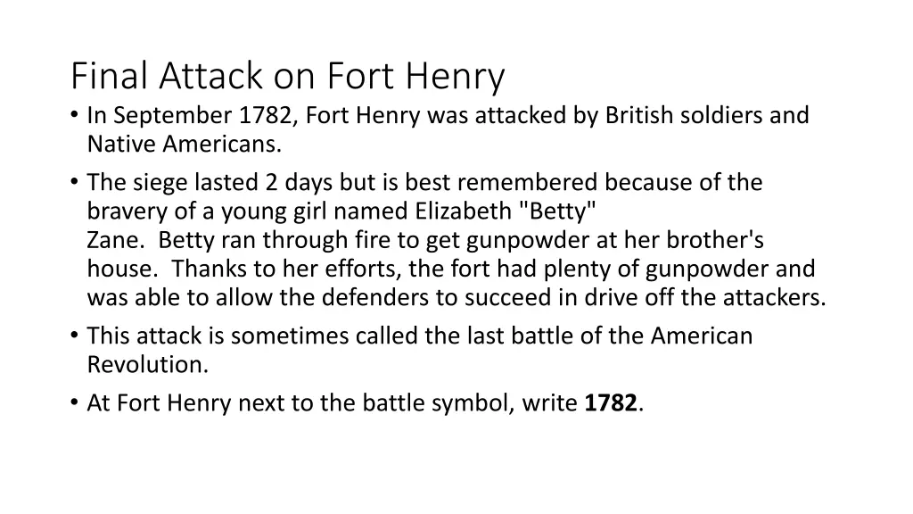 final attack on fort henry in september 1782 fort