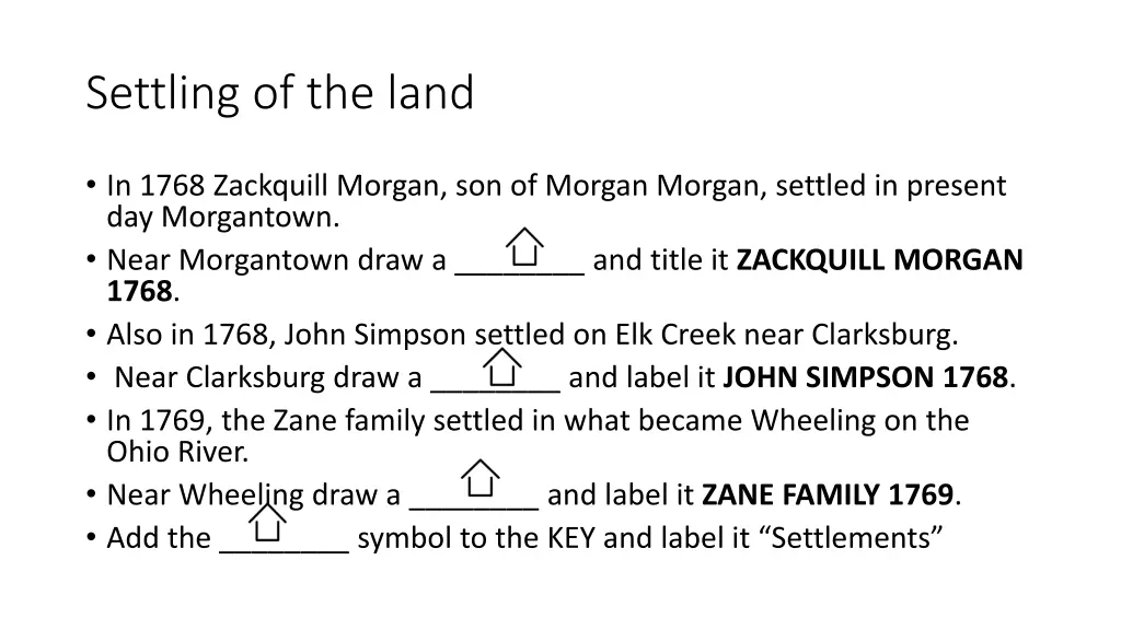 settling of the land