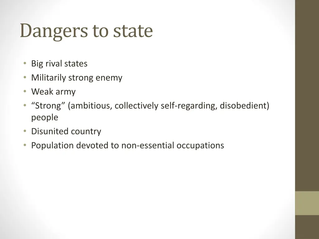 dangers to state