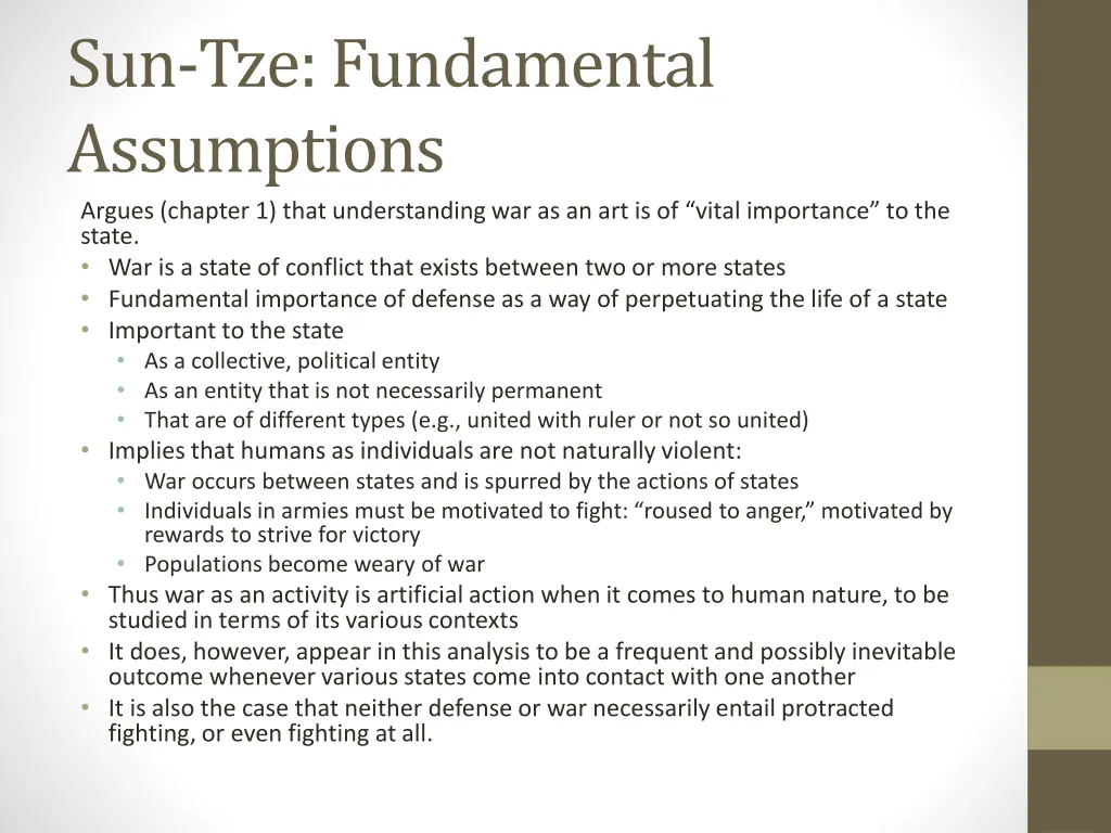 sun tze fundamental assumptions argues chapter