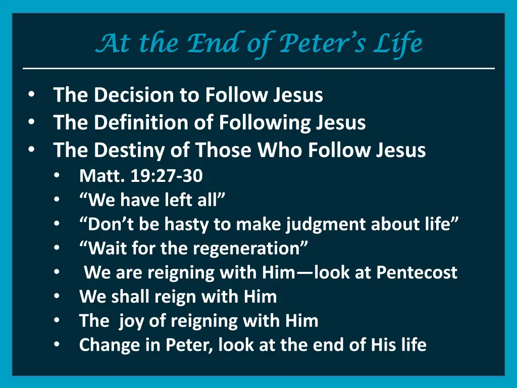 at the end of peter s life at the end of peter 1