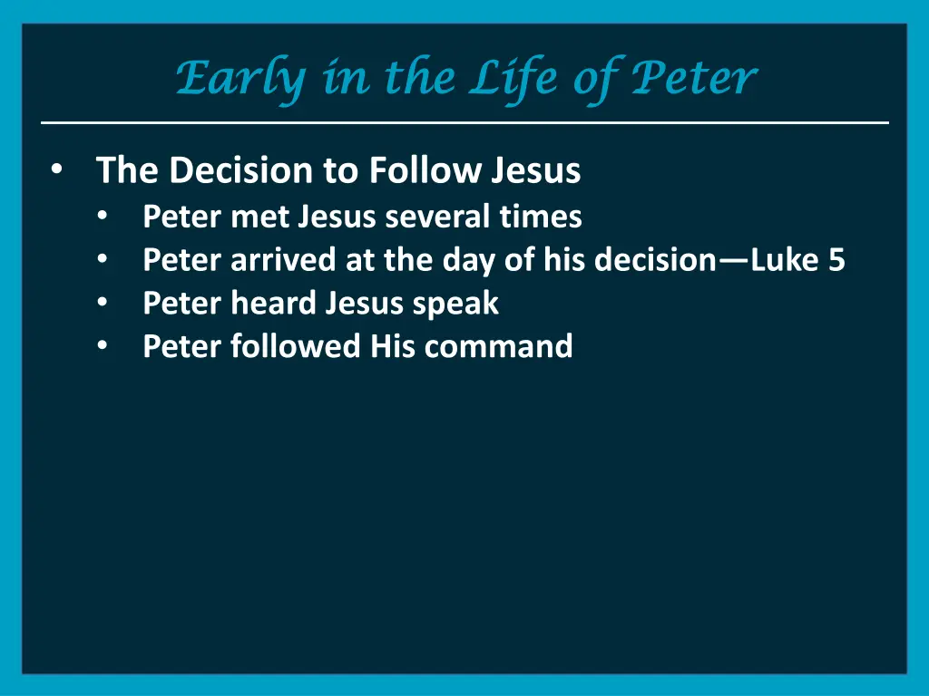 early in the life of peter early in the life 1