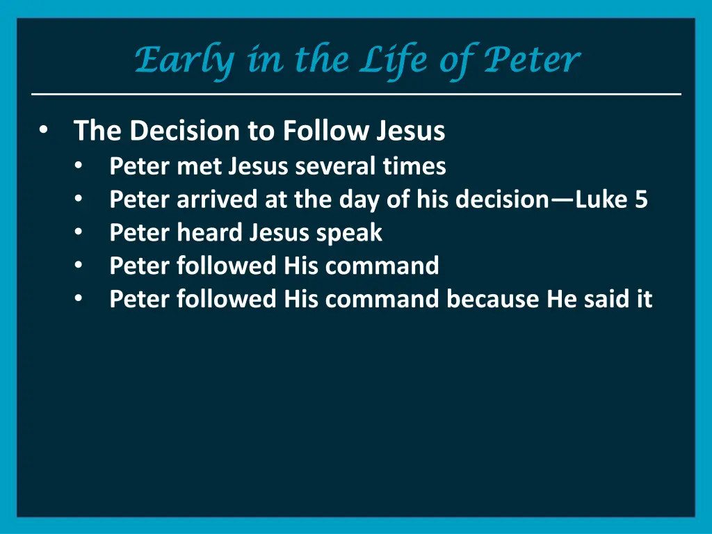 early in the life of peter early in the life 2