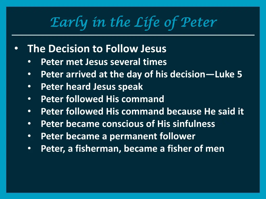 early in the life of peter early in the life 5