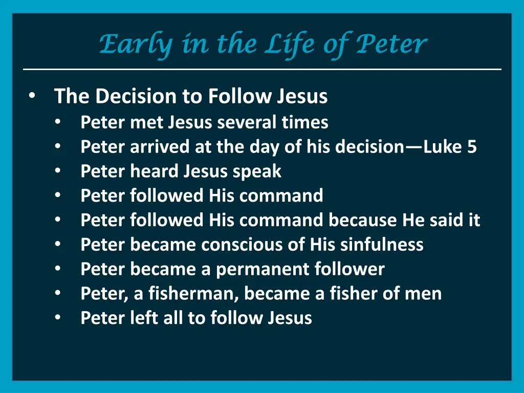 early in the life of peter early in the life 6