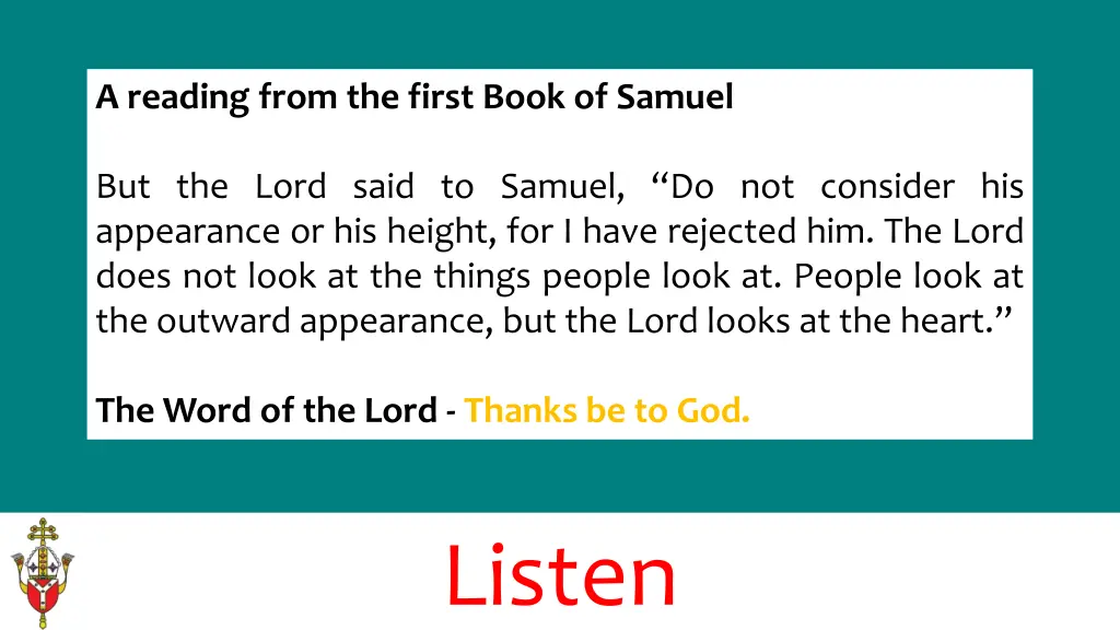 a reading from the first book of samuel