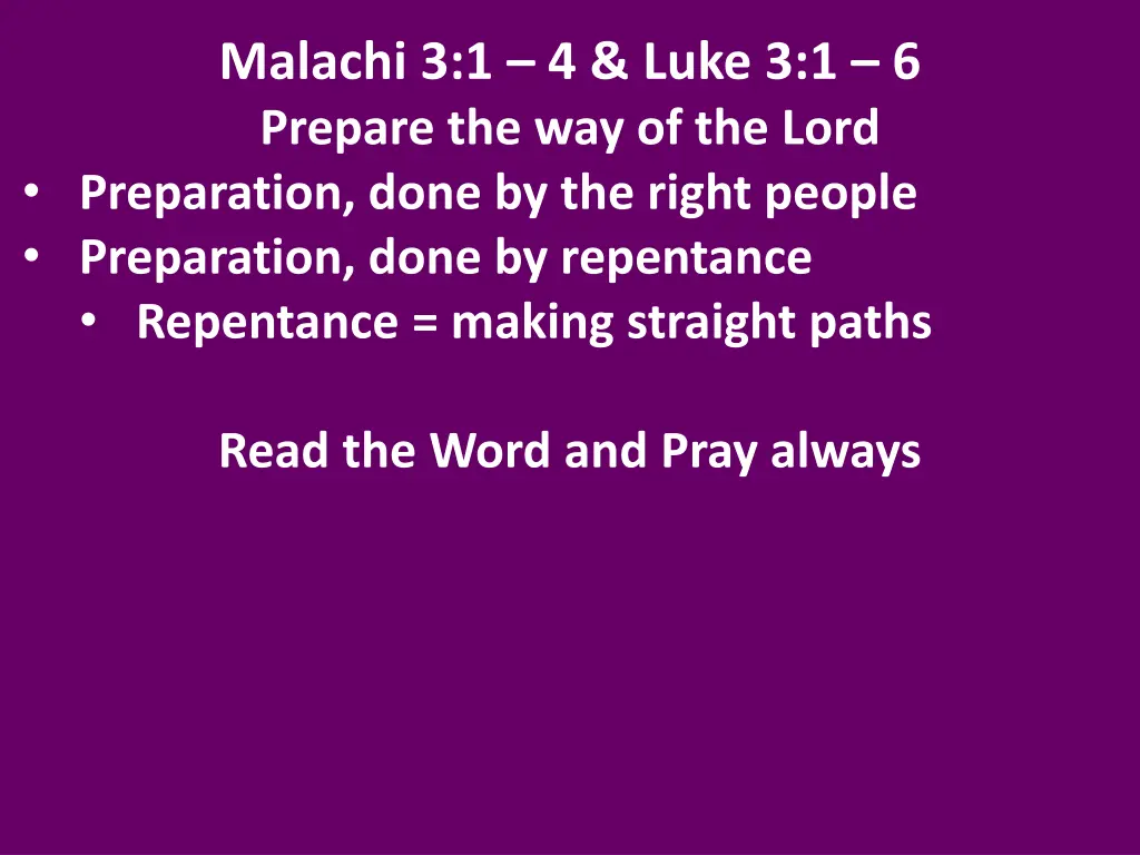 malachi 3 1 4 luke 3 1 6 prepare 7