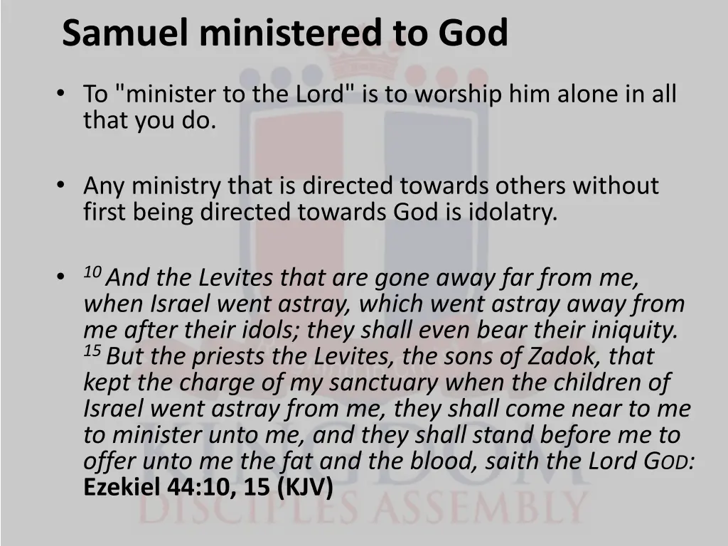 samuel ministered to god 1