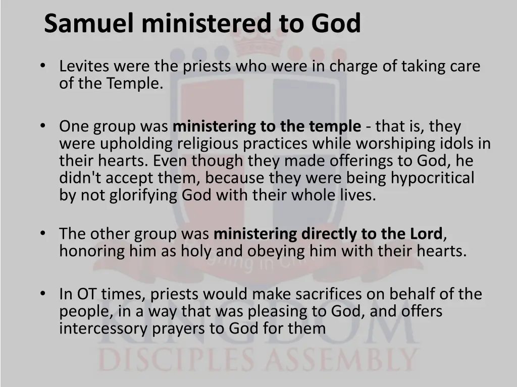 samuel ministered to god 2