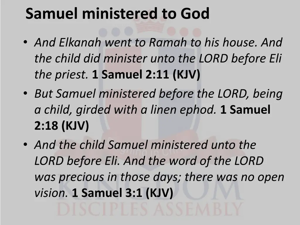 samuel ministered to god