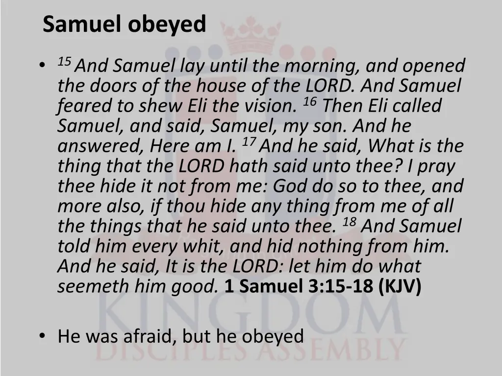 samuel obeyed