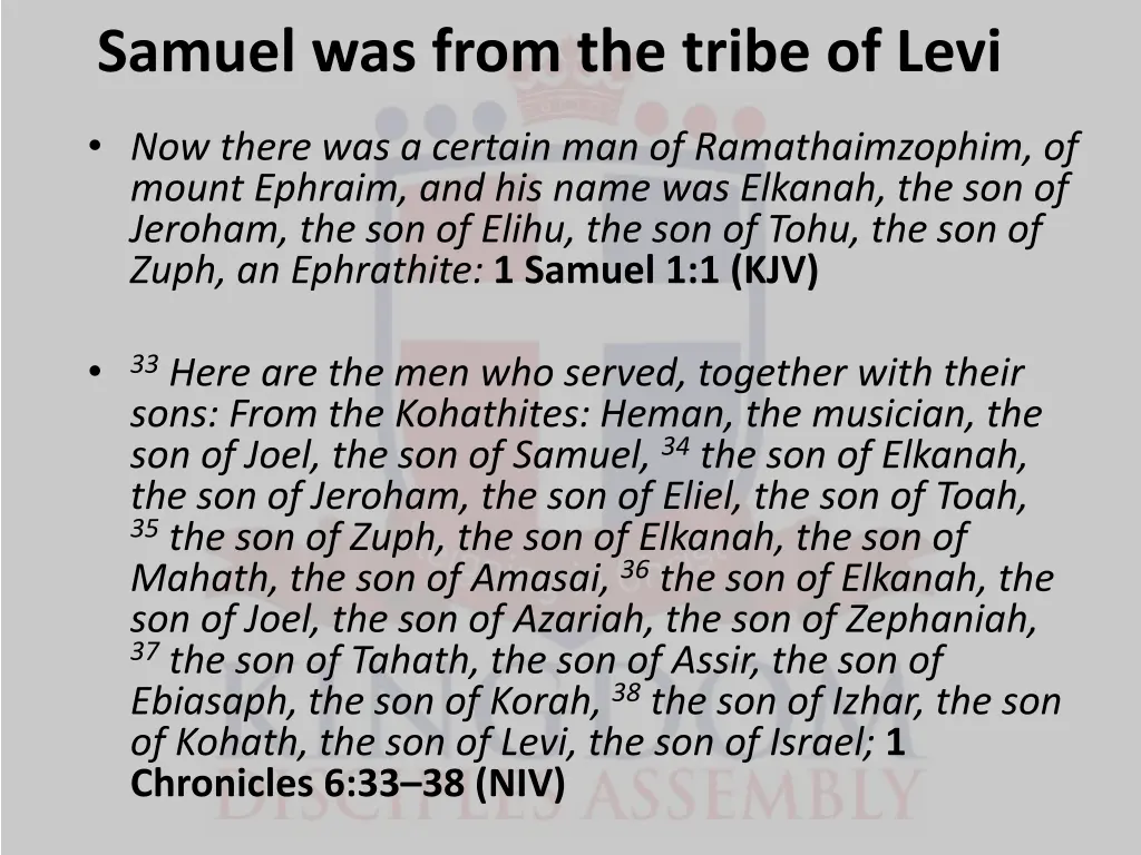 samuel was from the tribe of levi