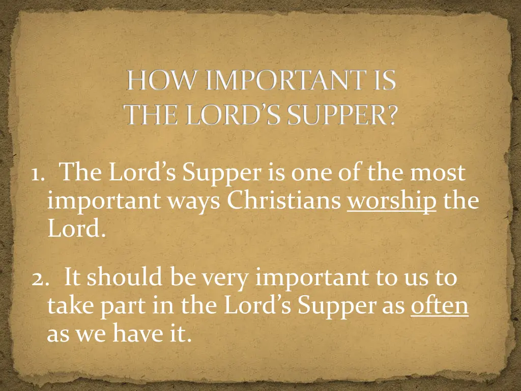 how important is the lord s supper