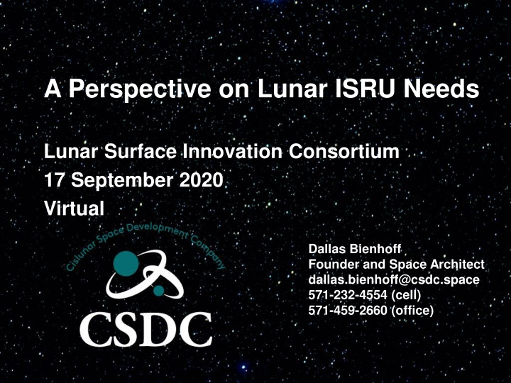 a perspective on lunar isru needs