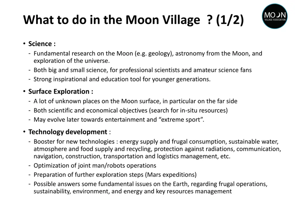 what to do in the moon village 1 2