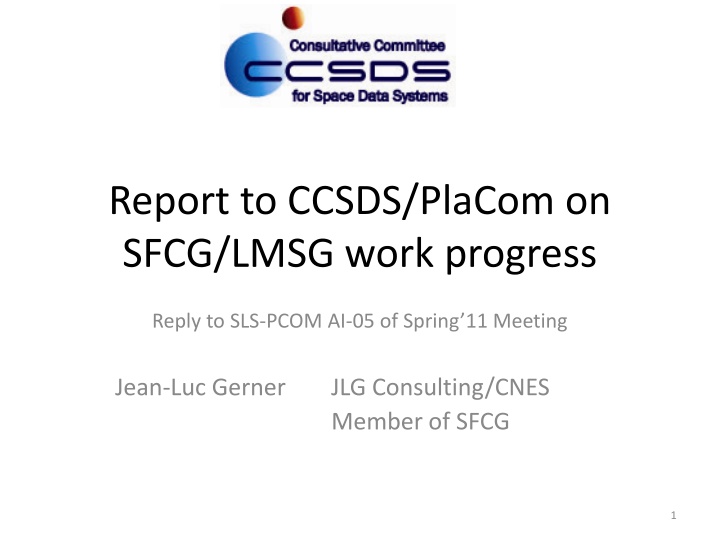 report to ccsds placom on sfcg lmsg work progress