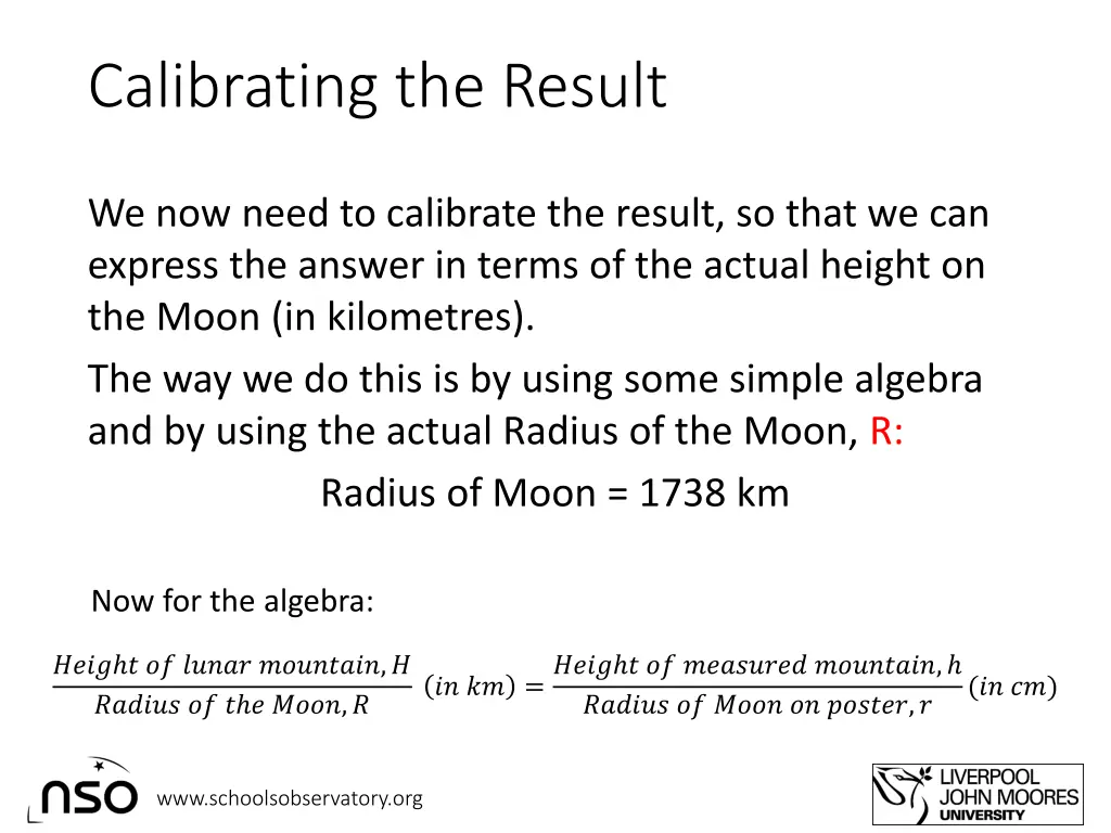 calibrating the result