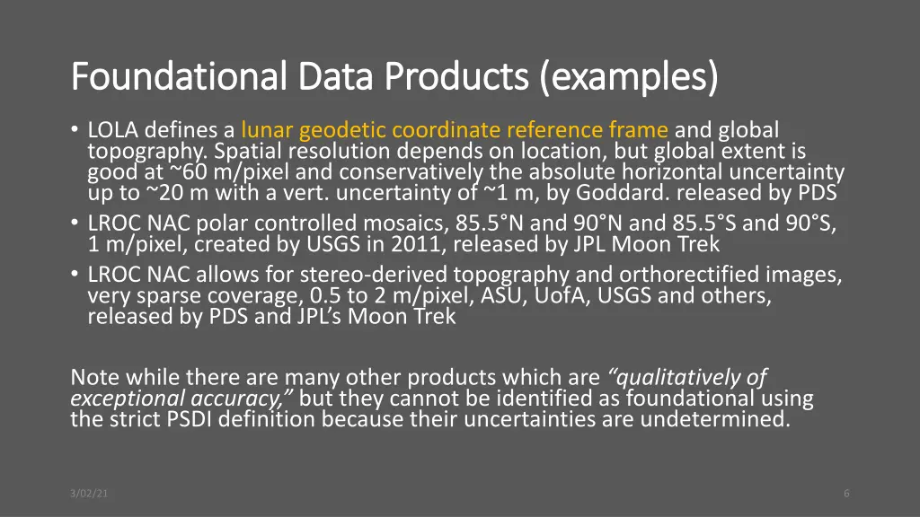 foundational data products examples foundational