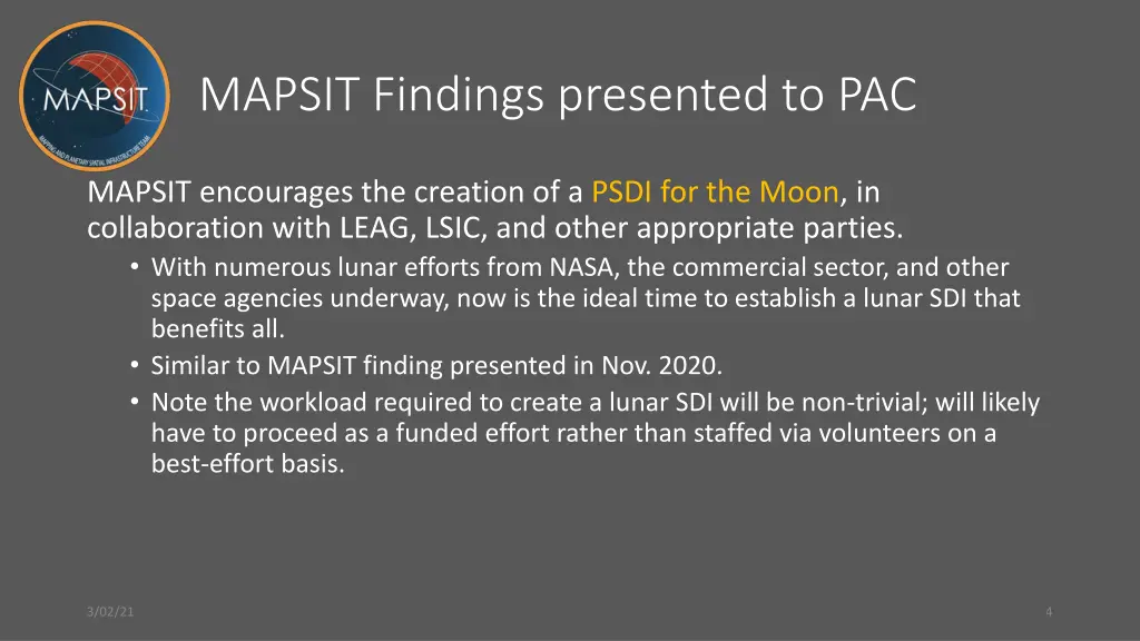 mapsit findings presented to pac 1