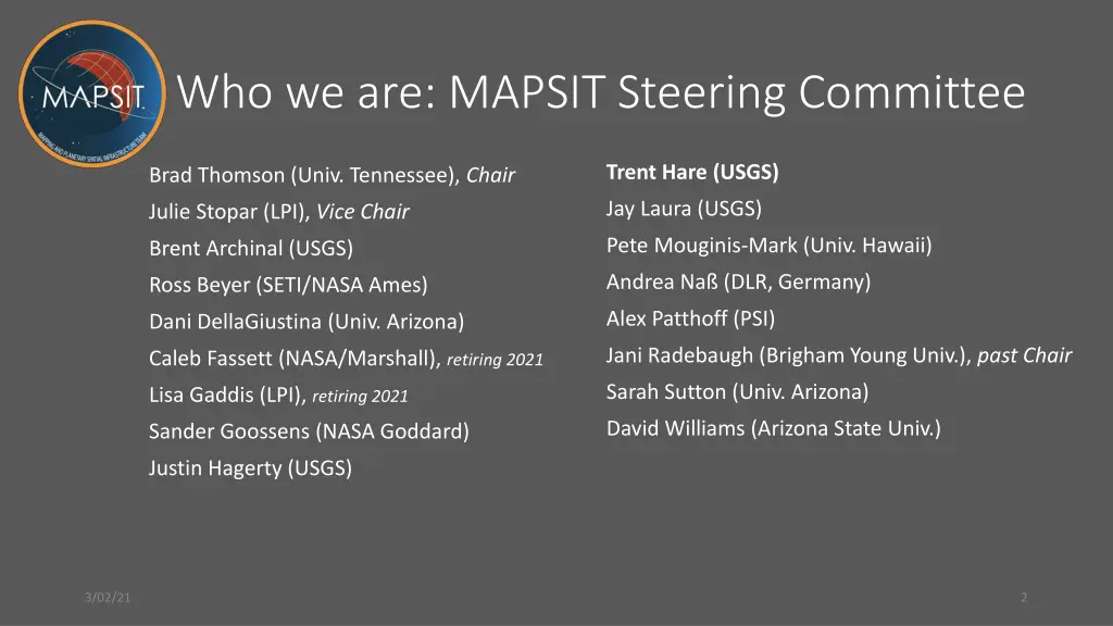 who we are mapsit steering committee