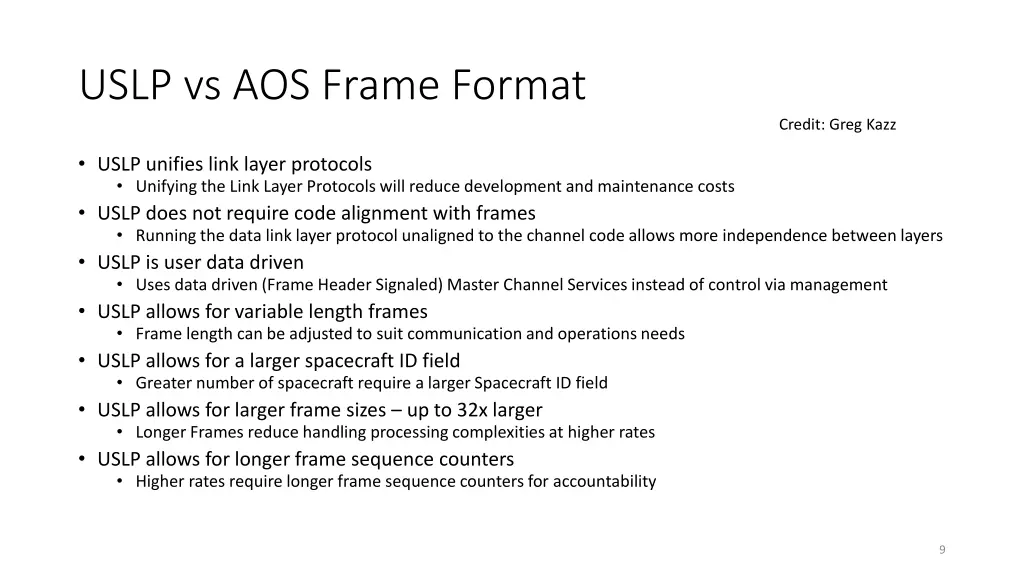 uslp vs aos frame format