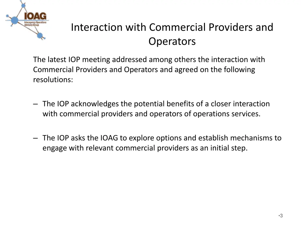 interaction with commercial providers