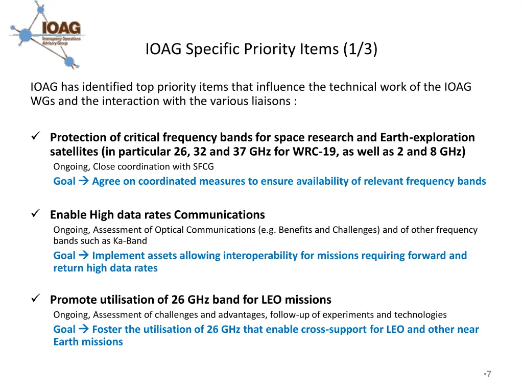 ioag specific priority items 1 3