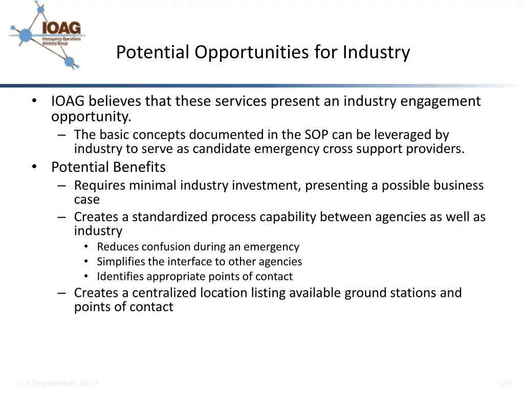 potential opportunities for industry