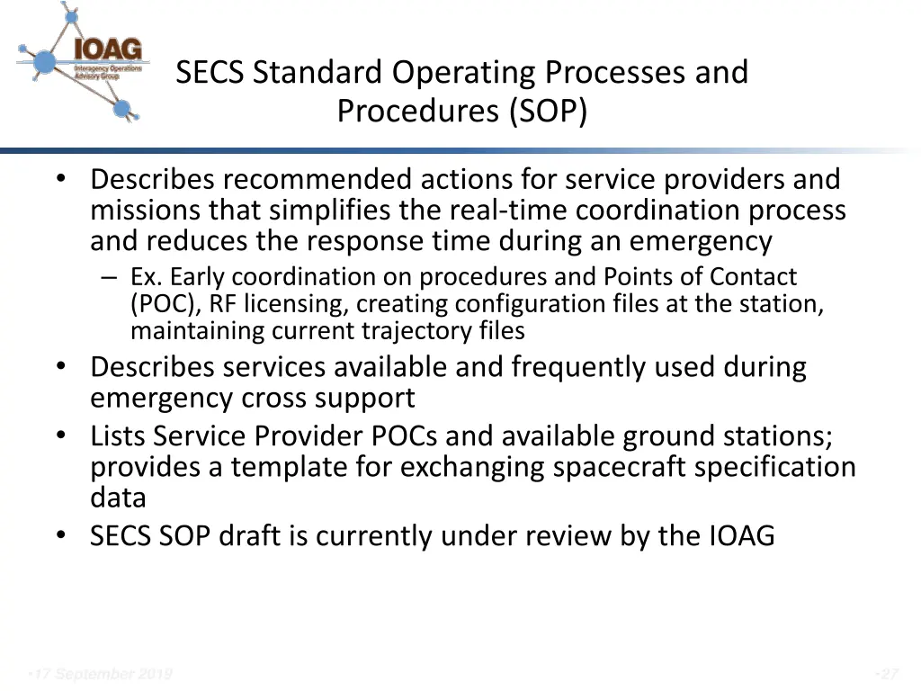 secs standard operating processes and procedures