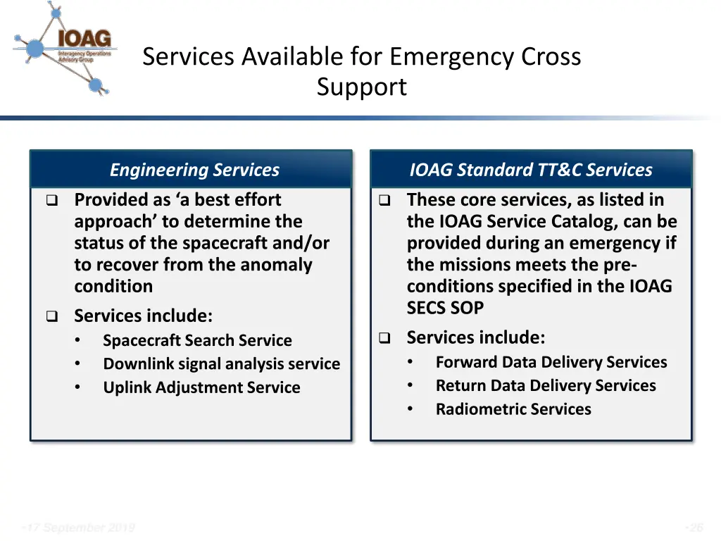 services available for emergency cross support