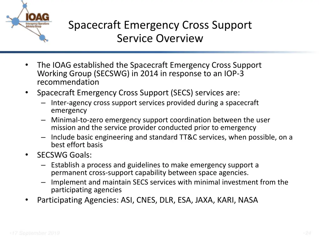 spacecraft emergency cross support service