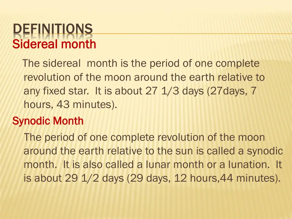 definitions sidereal month sidereal month