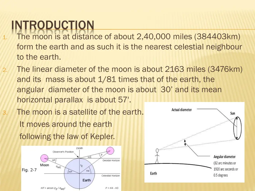 introduction the moon is at distance of about