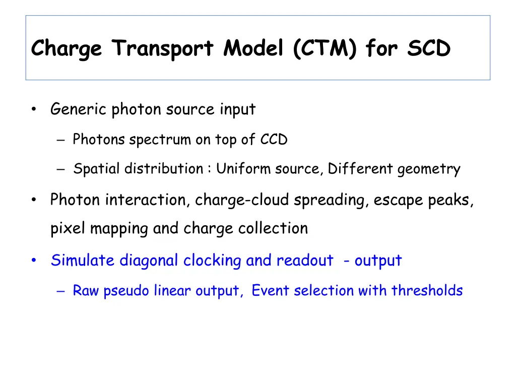 charge transport model ctm for scd