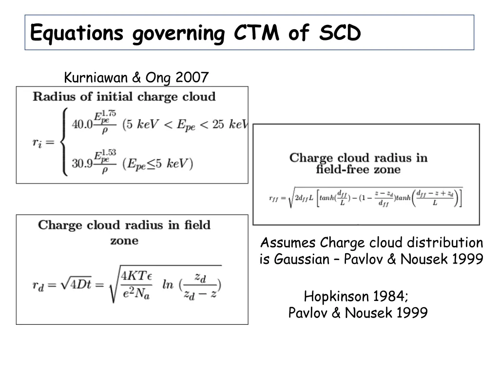 equations governing ctm of scd