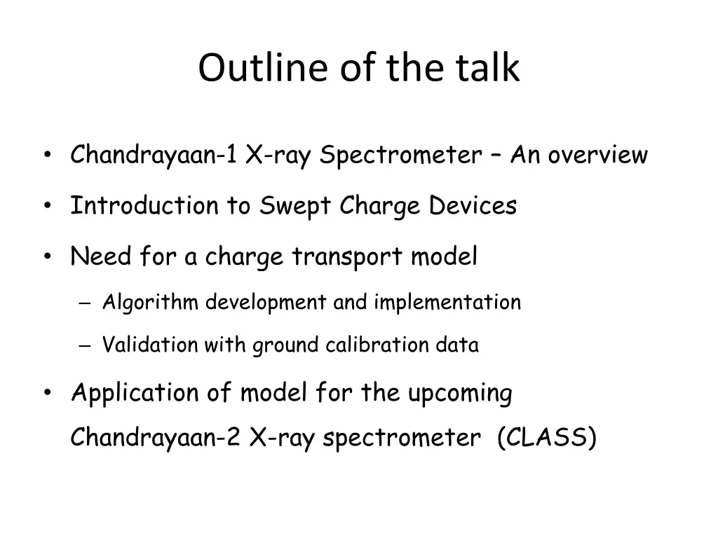 outline of the talk