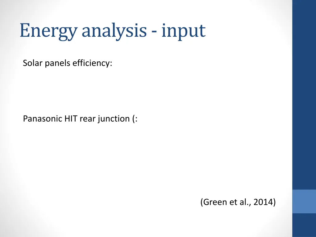 energy analysis input