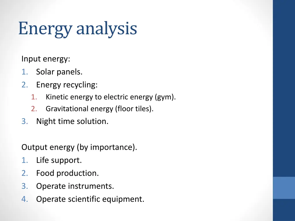 energy analysis