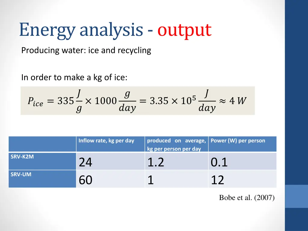 energy analysis output