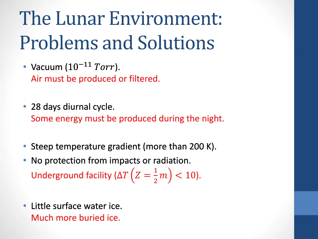 the lunar environment problems and solutions