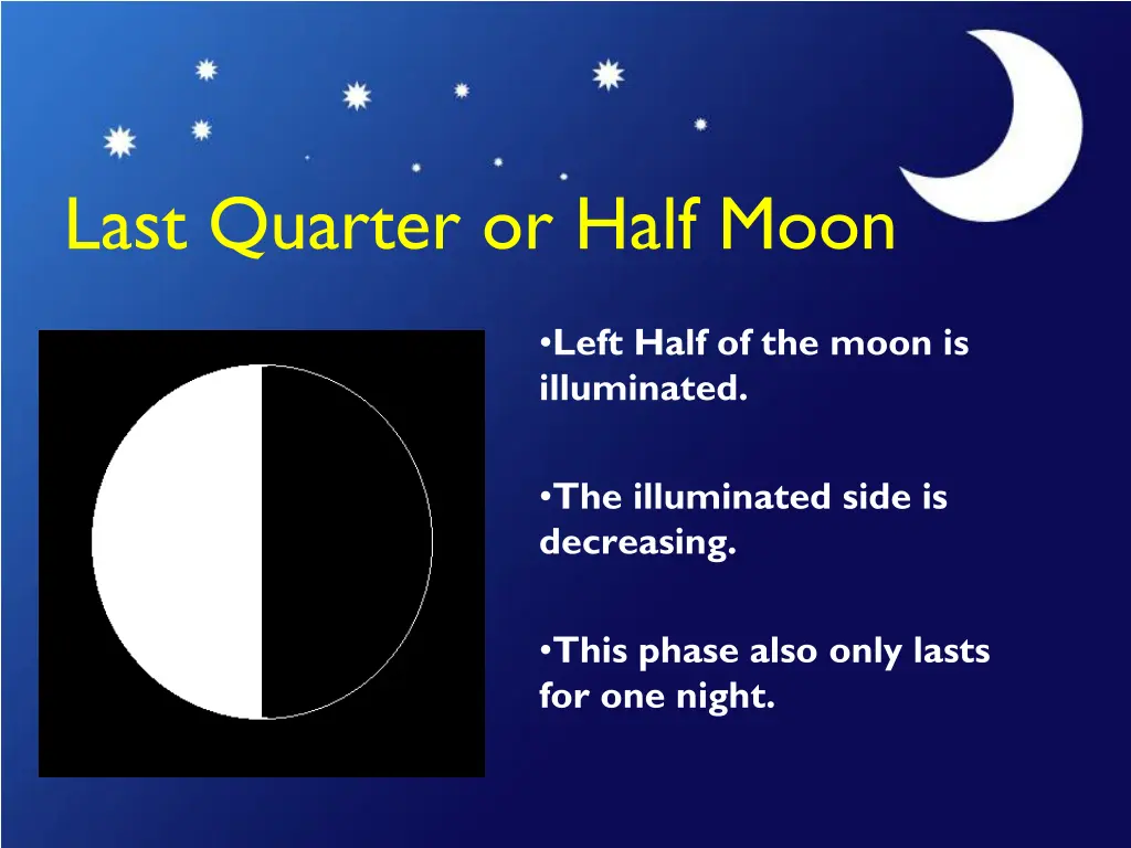 last quarter or half moon