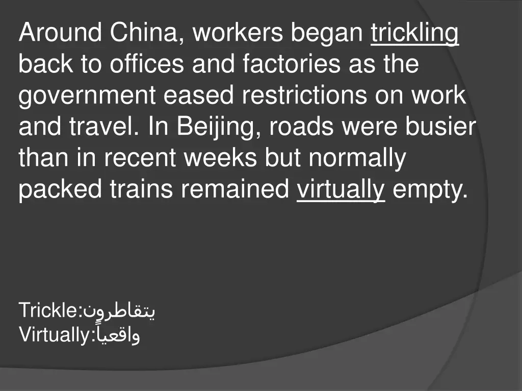 around china workers began trickling back