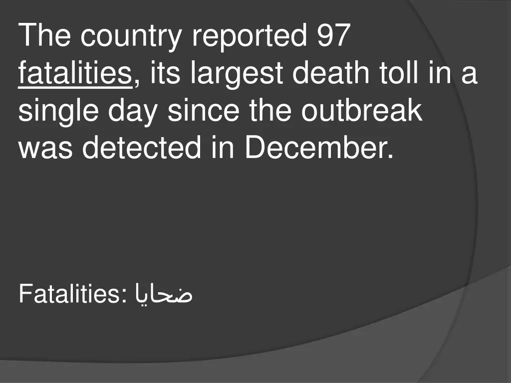 the country reported 97 fatalities its largest