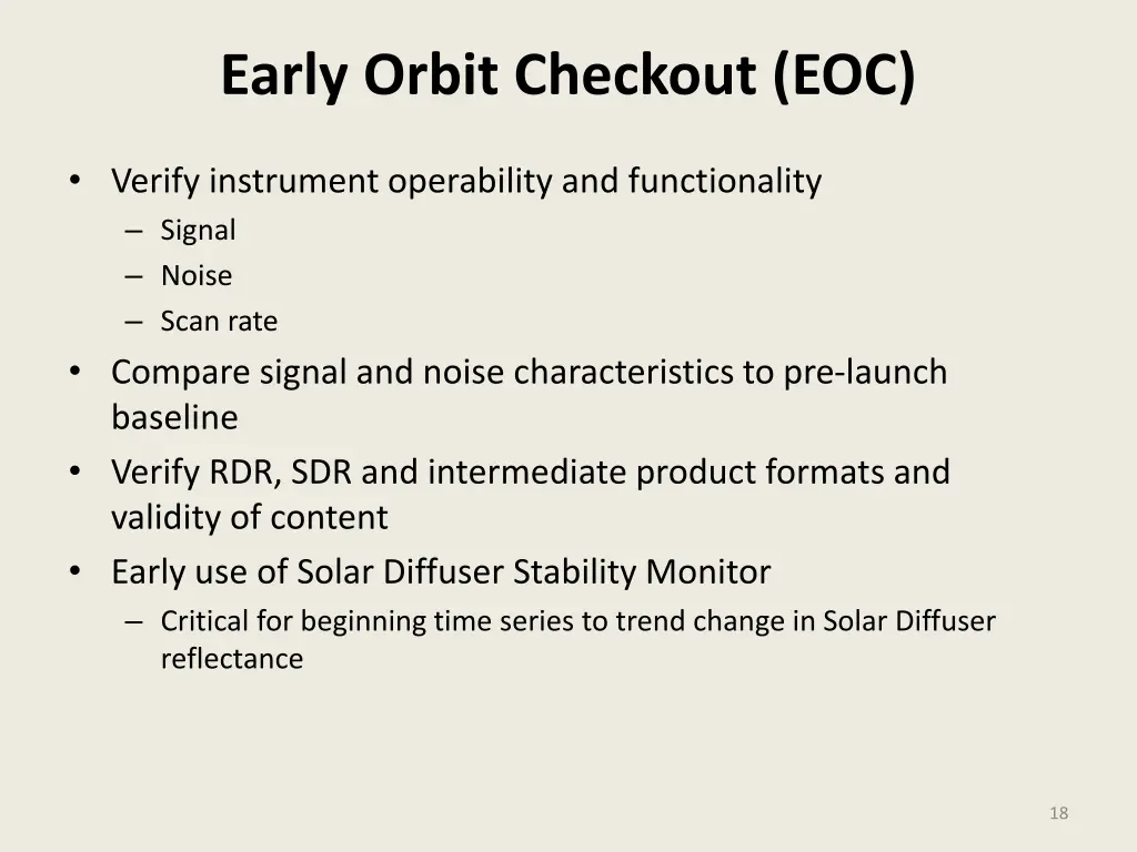 early orbit checkout eoc