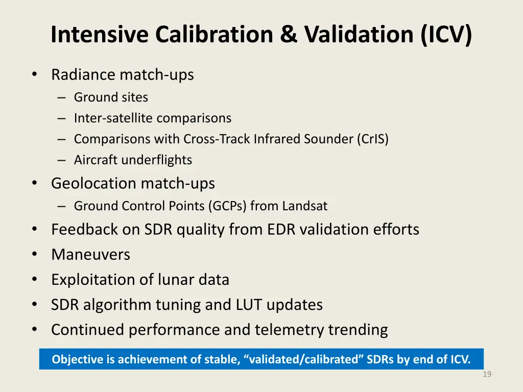 intensive calibration validation icv