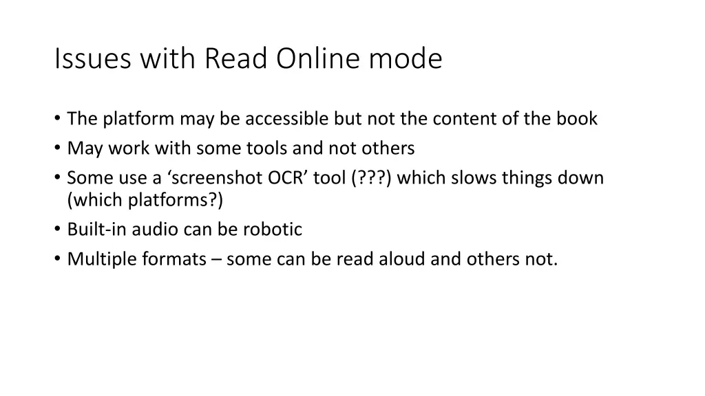 issues with read online mode