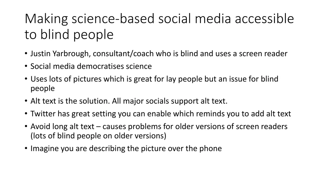 making science based social media accessible